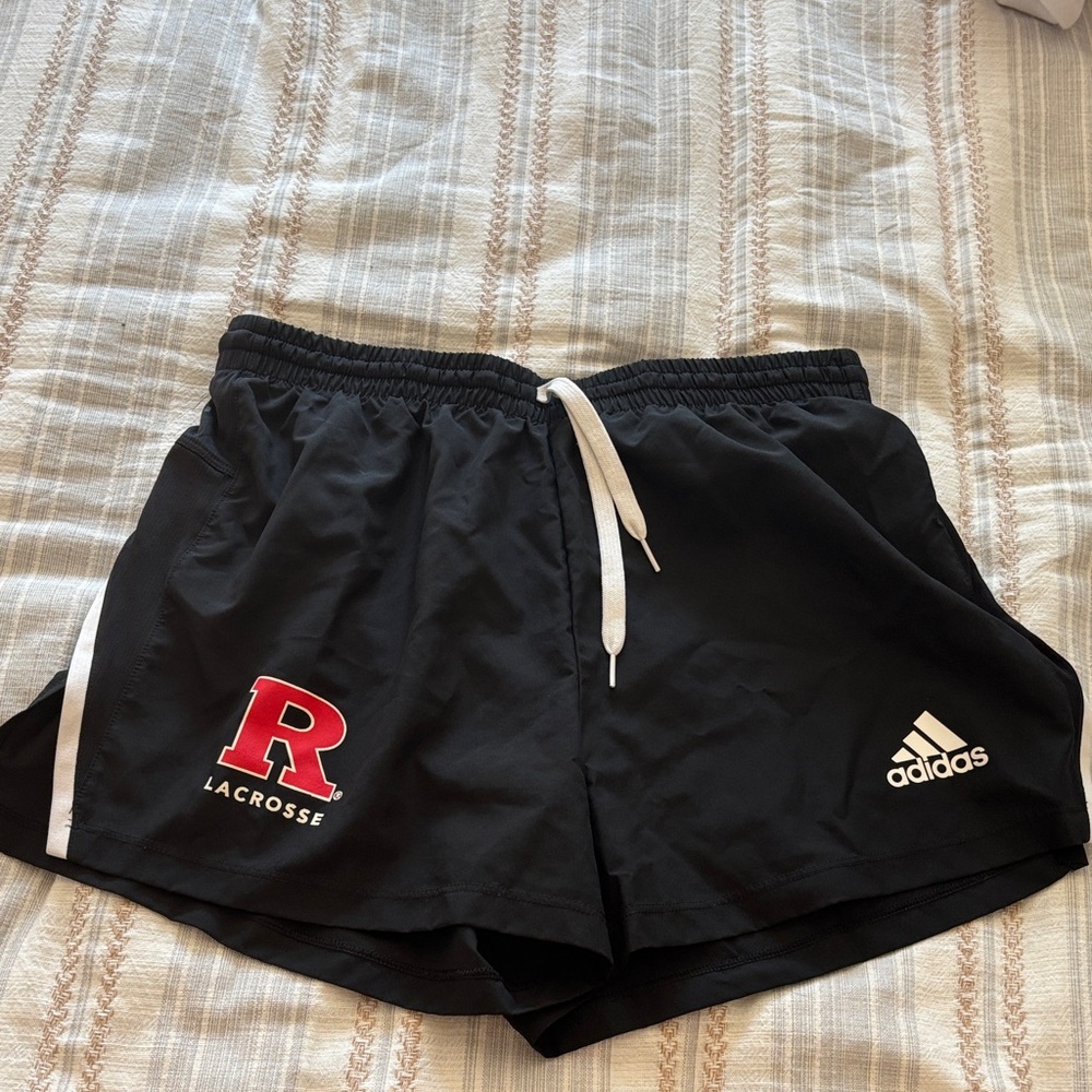 Adidas Black Lacrosse Shorts with Red and White Details